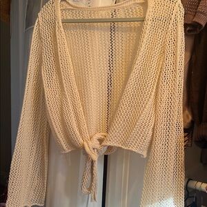 Cropped Cream Knit Sweater